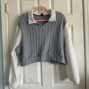 Cropped Sweater Vest Blouse